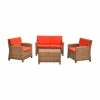 Hot Sale 👏 Resin Wicker Patio Sets International Caravan Majorca Resin Wicker 4 Piece Patio Conversation Set ⭐