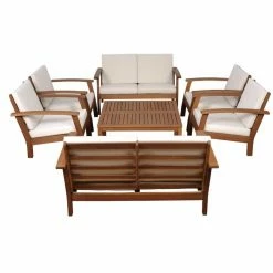 Promo 🥰 Eucalyptus Patio Sets Amazonia Westfield 8 Piece Eucalyptus Conversation Set 🤩