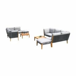 Outlet 😉 Eucalyptus Patio Sets Amazonia Zante 8 Piece Deep Seat Eucalyptus Wood Conversation Set - Seats 10 🔥