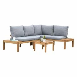 Cheap ⭐ Eucalyptus Patio Sets Amazonia Sicilia 3 Piece Deep Seat Eucalyptus Wood Conversation Set 🎁