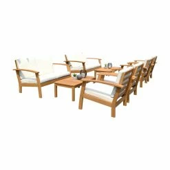 New 👍 Eucalyptus Patio Sets Amazonia Westfield Eucalyptus Wood 8 Piece Patio Conversation Set 💯