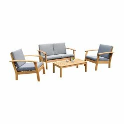 Buy 🔔 Eucalyptus Patio Sets Amazonia Westfield Eucalyptus Wood 4 Piece Patio Conversation Set ⌛