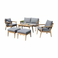 Brand new 😍 Teak Patio Sets Amazonia Anafi Teak 6 Piece Deep Seat Patio Conversation Set 💯