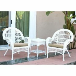 Top 10 โจ Resin Wicker Patio Sets Jeco Santa Maria 3 Piece Wicker Patio Chat Set With Optional Cushion ๐