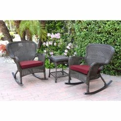 Best Pirce 👏 Resin Wicker Patio Sets Jeco Windsor Resin Wicker 3 Piece Patio Rocker Conversation Set 😍