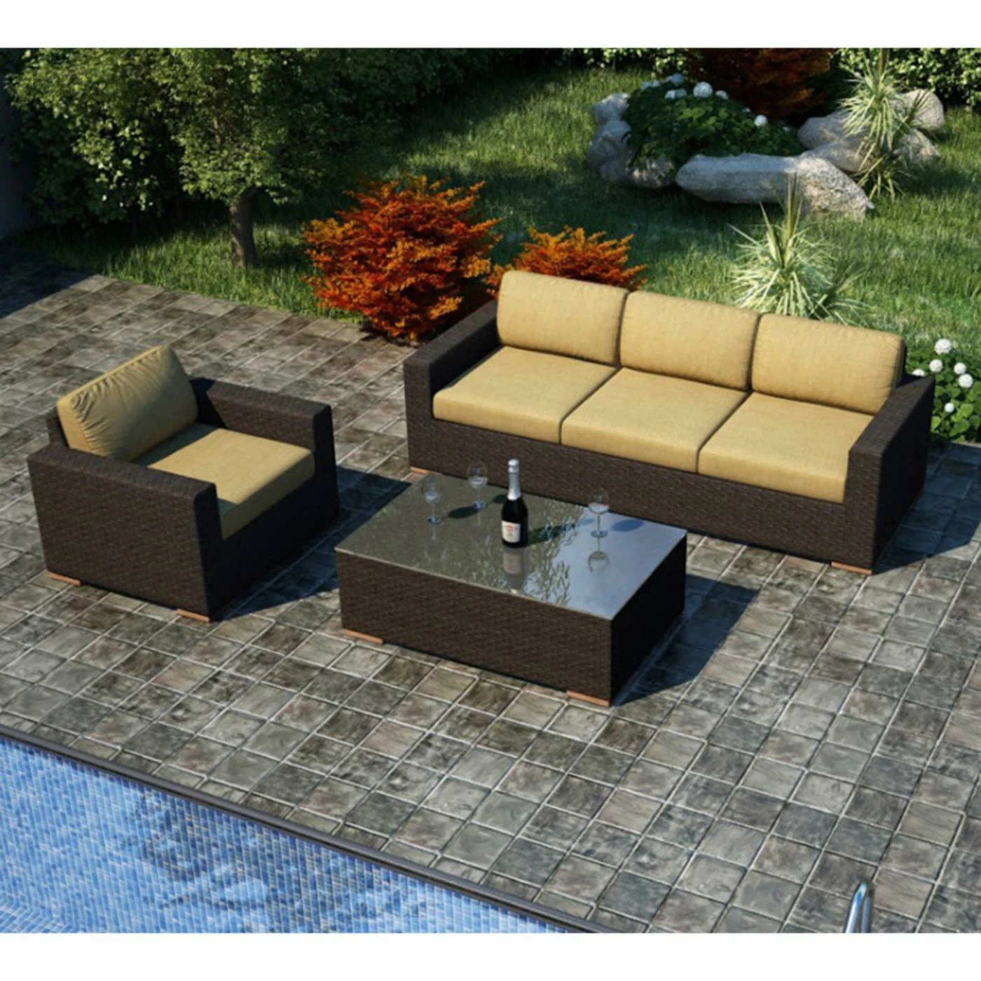 Deals 😍 Resin Wicker Patio Sets Harmonia Living Arden 3 Piece Sofa Set 🥰