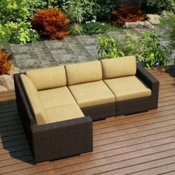New 🥰 Resin Wicker Patio Sets Harmonia Living Arden 4 Piece Sectional Set 😉