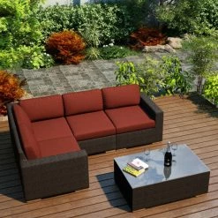 Cheap 👍 Resin Wicker Patio Sets Harmonia Living Arden 5 Piece Sectional Set 😍