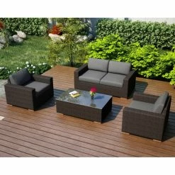 Brand new 🧨 Resin Wicker Patio Sets Harmonia Living Arden 4 Piece Sofa Set 😉