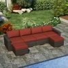 Outlet 🥰 Resin Wicker Patio Sets Harmonia Living Arden 6 Piece Sectional Set 🤩