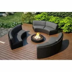 Outlet 🎉 Resin Wicker Patio Sets Harmonia Living Arden Wicker 3 Piece Curved Patio Conversation Set ❤️