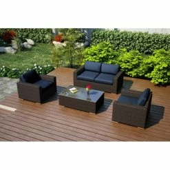 Discount 👏 Resin Wicker Patio Sets Harmonia Living Arden Wicker 4 Piece Patio Conversation Set 😍