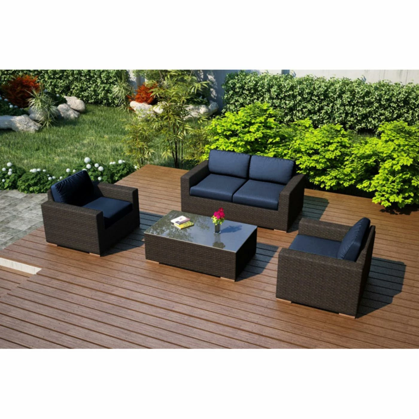 Discount ๐ Resin Wicker Patio Sets Harmonia Living Arden Wicker 4 Piece Patio Conversation Set ๐