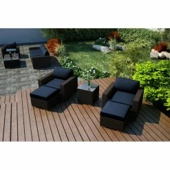 Cheapest 💯 Resin Wicker Patio Sets Harmonia Living Arden Wicker 5 Piece Patio Conversation Set 🎉