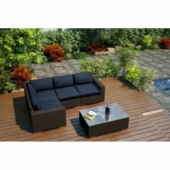 Cheap 👏 Resin Wicker Patio Sets Harmonia Living Arden Wicker 5 Piece Sectional Patio Conversation Set 🎁