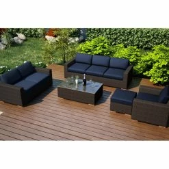 Best deal 🌟 Resin Wicker Patio Sets Harmonia Living Arden Wicker 5 Piece Patio Conversation Set With Sunbrella Cushions ✨