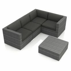 Best deal ⌛ Resin Wicker Patio Sets Harmonia Living District Wicker 5 Piece Sectional Patio Conversation Set ✔️
