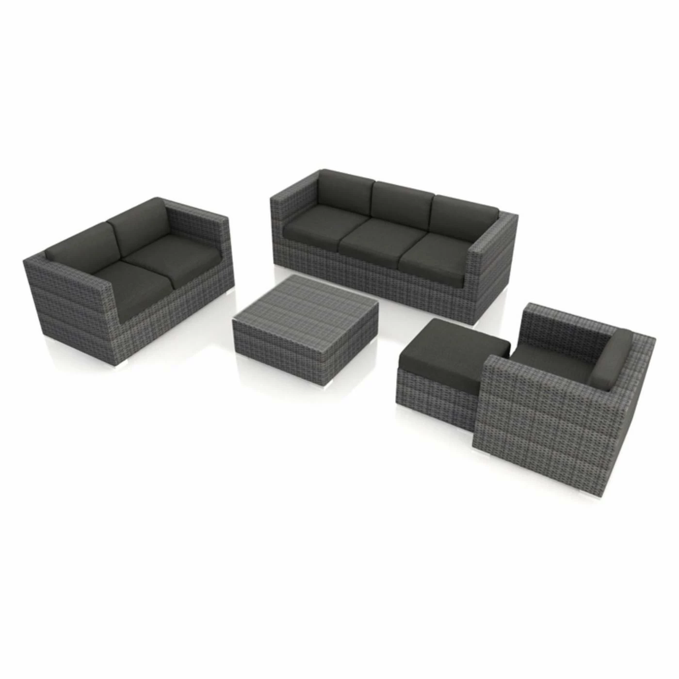 Discount ๐ Resin Wicker Patio Sets Harmonia Living District Wicker 5 Piece Patio Conversation Set With Sunbrella Cushions โ