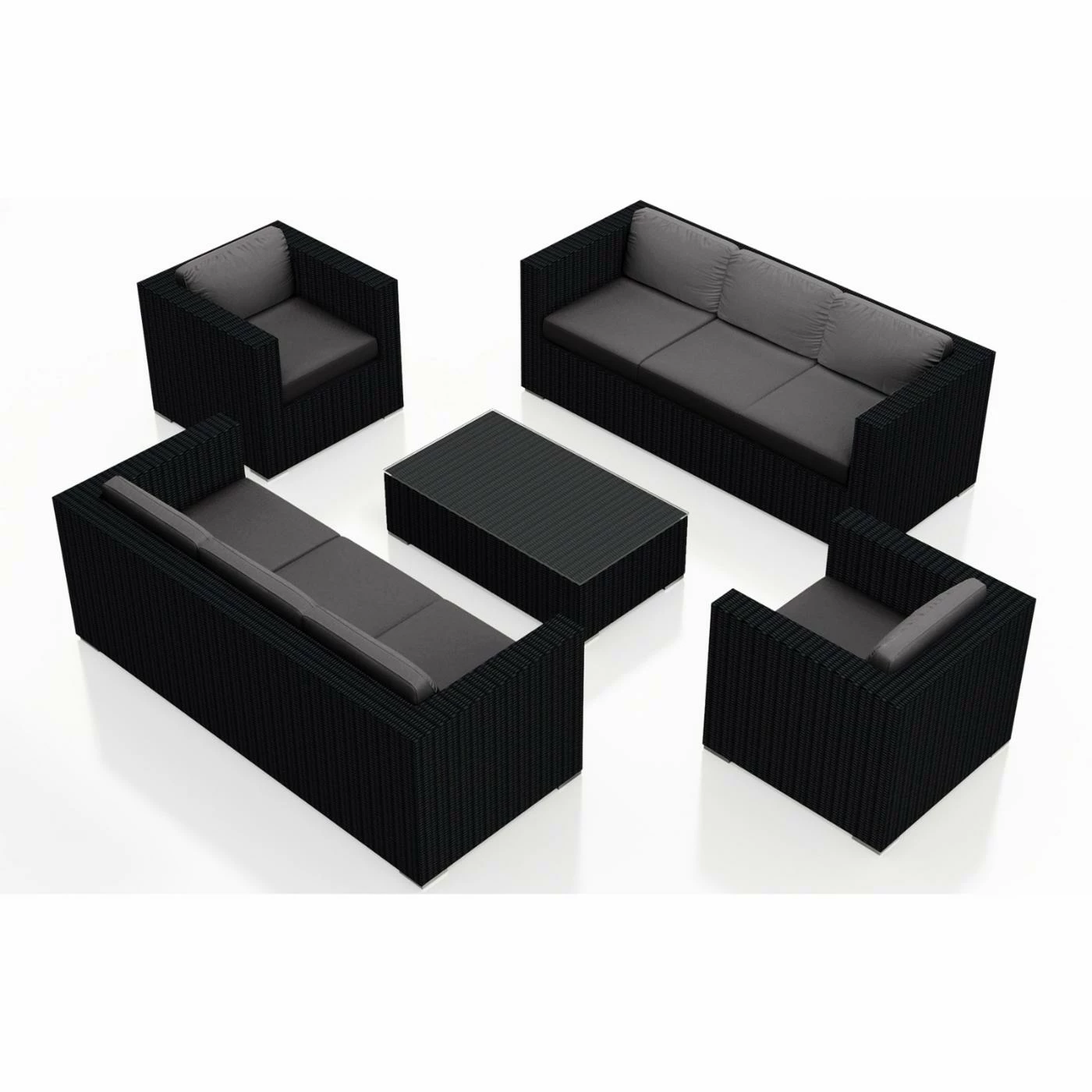 Hot Sale 🤩 Resin Wicker Patio Sets Harmonia Living Urbana All Weather Wicker 5 Piece Double Sofa Patio Conversation Set ❤️