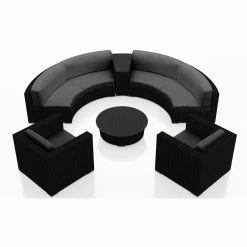 Best Sale 👏 Resin Wicker Patio Sets Harmonia Living Urbana All Weather Wicker 6 Piece Curved Sectional Patio Conversation Set ❤️