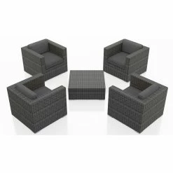 Cheapest ✨ Resin Wicker Patio Sets Harmonia Living District 5 Piece 4-Seat Club Chair Patio Conversation Set ✔️