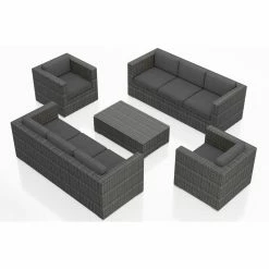 Flash Sale 💯 Resin Wicker Patio Sets Harmonia Living District 5 Piece Double Sofa Patio Conversation Set ⭐