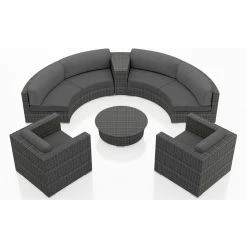 Cheapest 🥰 Resin Wicker Patio Sets Harmonia Living District 6 Piece Curved Sectional Patio Conversation Set ⌛