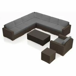 Wholesale 👍 Resin Wicker Patio Sets Harmonia Living Arden 10 Piece Club Chair Sectional Patio Conversation Set 😀