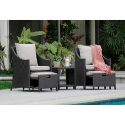 Deals ✨ Resin Wicker Patio Sets Serta Laguna Wicker 5 Piece Patio Conversation Set 🎉