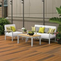 Best reviews of 🛒 Aluminum Patio Sets Oxford Garden Travira Tekwood And Aluminum 4 Piece Seat And Table Chat Set 🔥