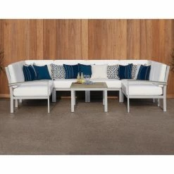 Best Sale 😀 Aluminum Patio Sets Oxford Garden Travira Tekwood And Aluminum 7 Piece Loveseat And Table Chat Set 😍