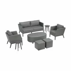 Best reviews of 🎁 Aluminum Patio Sets Oxford Garden Salino Nauticau Faux Leather 8 Piece Patio Conversation Set 🔥