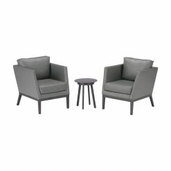 New ✨ Aluminum Patio Sets Oxford Garden Salino Nauticau Faux Leather 3 Piece Patio Chat Set 🔔