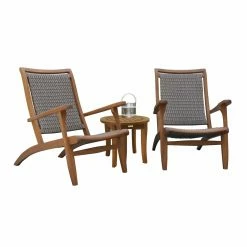 New ✨ Resin Wicker Patio Sets Vineyard Eucalyptus And Resin Wicker 3 Piece Round Table Lounge Conversation Set ❤️