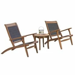 Best reviews of ๐ Wood Patio Sets Vineyard Eucalyptus And Sling 3 Piece Round Table Lounge Conversation Set ๐