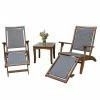 Buy 😉 Resin Wicker Patio Sets Vineyard 3 Piece Eucalyptus And Resin Wicker Outdoor Lounger With Extension Ottoman And Square Accent Table Conversation Set ⌛