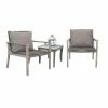 Buy 😀 Wood Patio Sets Vineyard 3 Piece Eucalyptus And Rope Outdoor Lounge Chair Conversation Set With Square Accent Table 😉