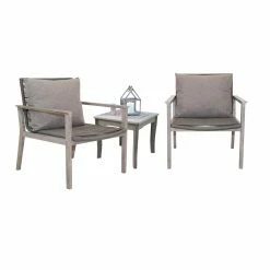 Buy 😀 Wood Patio Sets Vineyard 3 Piece Eucalyptus And Rope Outdoor Lounge Chair Conversation Set With Square Accent Table 😉