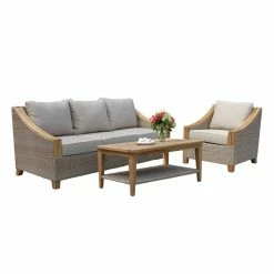 Cheapest 👏 Teak Patio Sets Vineyard Teak 3 Piece Wicker Conversation Set 🥰