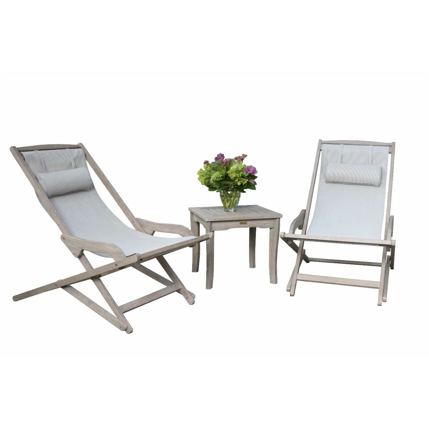 Buy ๐ Wood Patio Sets Vineyard Eucalyptus 3 Piece Sling Lounger Set โ