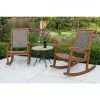 Coupon 😍 Eucalyptus Patio Sets Vineyard 3-Piece Wicker And Eucalyptus Rocking Chair Set With Sandstone Table 😉