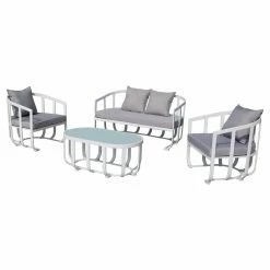 Deals 🎁 Aluminum Patio Sets Pangea Outdoor Naples Aluminum 4-Piece Patio Conversation Set 😀