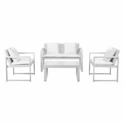 Coupon 🤩 Aluminum Patio Sets Pangea Home Chester Aluminum 4 Piece Patio Conversation Set 🥰