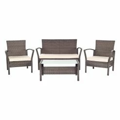 Promo 💯 Safavieh Resin Wicker Patio Sets Avaron Outdoor Conversation Set 😍