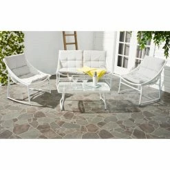 Coupon 👏 Steel Patio Sets Safavieh Berkane 4 Piece Outdoor Set 🔔