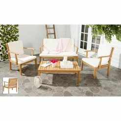Best Pirce 🌟 Teak Patio Sets Safavieh Fresno 4 Piece Outdoor Living Set 🔔