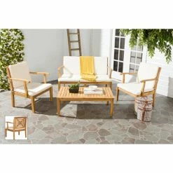 Best Pirce ⌛ Wood Patio Sets Safavieh Del Mar 4 Piece Outdoor Set ✔️