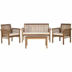 Discount ๐ Wood Patio Sets HN Outdoor Springville Acacia Wood 4 Piece Outdoor Conversation Set ๐ฅฐ