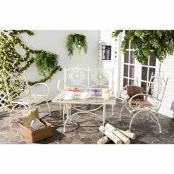 Best Pirce 😀 Wrought Iron Patio Sets Safavieh Sophie Metal 4 Piece Outdoor Conversation Set 🎁