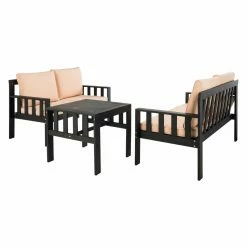 Brand new 👍 Wood Patio Sets Safavieh Lardern Acacia 3 Piece Patio Conversation Set 🎉